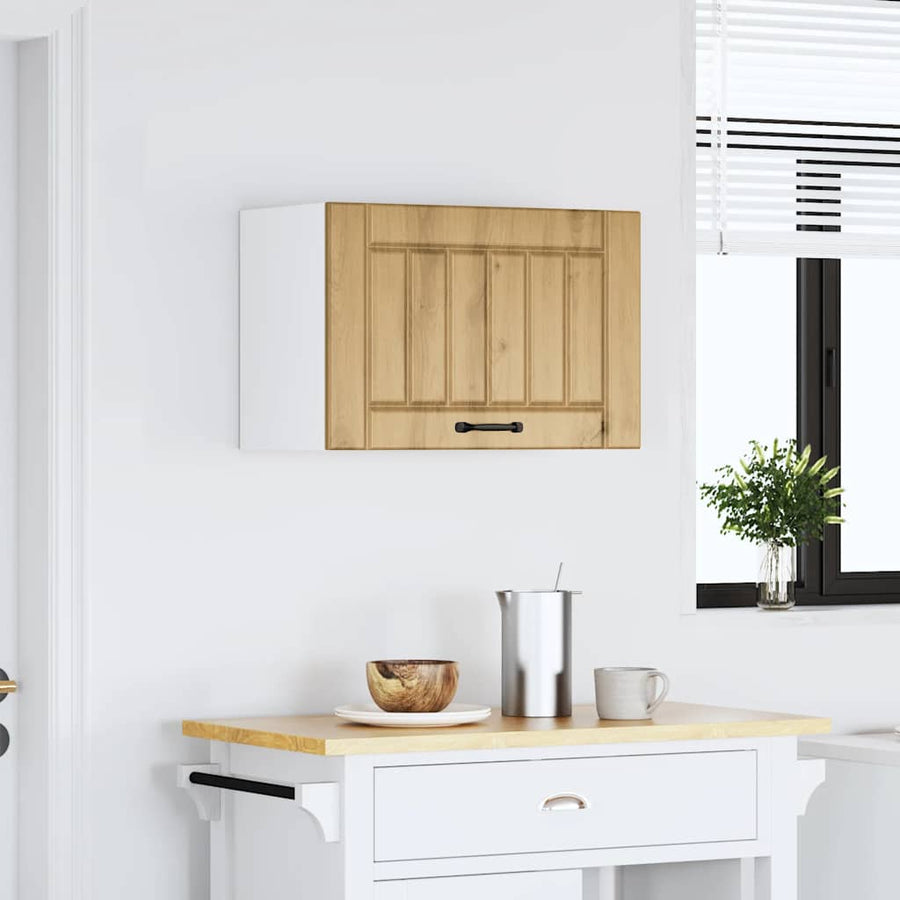 Keukenwandkast Lucca bewerkt hout artisanaal eikenkleur