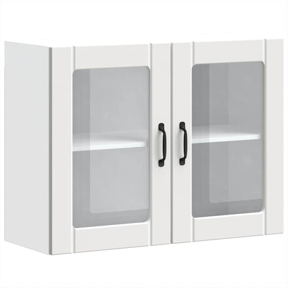 Keukenwandkast met glazen deur Lucca bewerkt hout wit