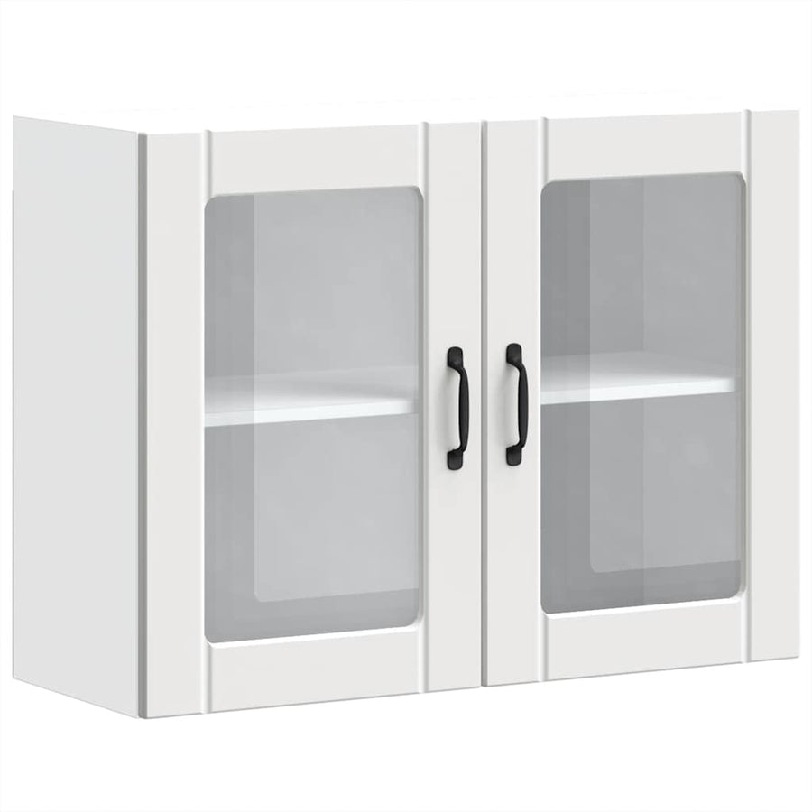 Keukenwandkast met glazen deur Lucca bewerkt hout wit