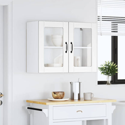 Keukenwandkast met glazen deur Lucca bewerkt hout wit