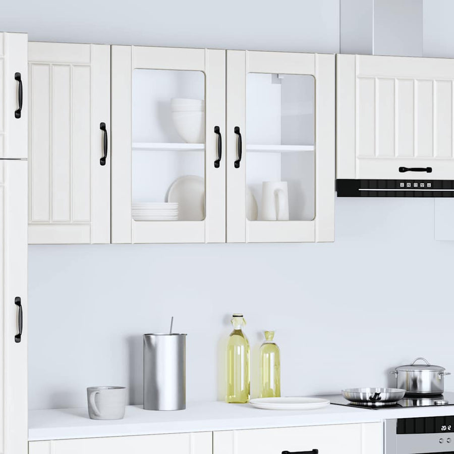 Keukenwandkast met glazen deur Lucca bewerkt hout wit