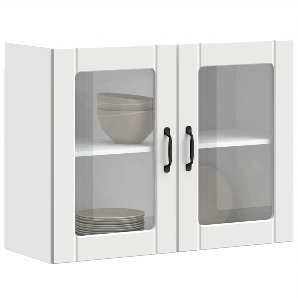 Keukenwandkast met glazen deur Lucca bewerkt hout wit