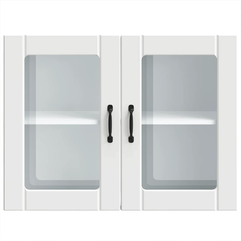 Keukenwandkast met glazen deur Lucca bewerkt hout wit