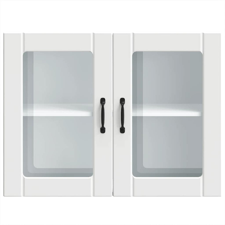 Keukenwandkast met glazen deur Lucca bewerkt hout wit