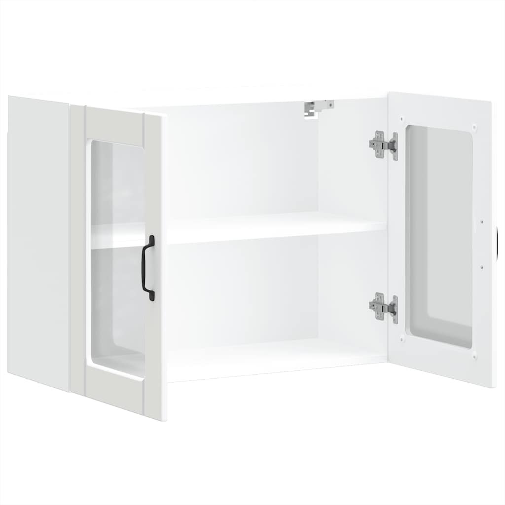 Keukenwandkast met glazen deur Lucca bewerkt hout wit