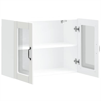 Keukenwandkast met glazen deur Lucca bewerkt hout wit