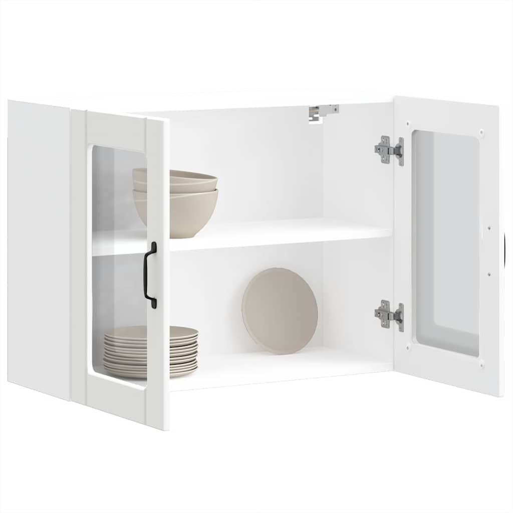 Keukenwandkast met glazen deur Lucca bewerkt hout wit