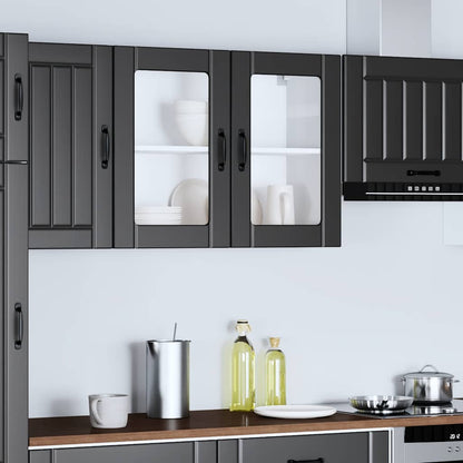 Keukenwandkast met glazen deur Lucca bewerkt hout zwart