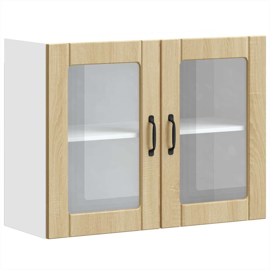 Keukenwandkast met glazen deur bewerkt hout sonoma eikenkleur