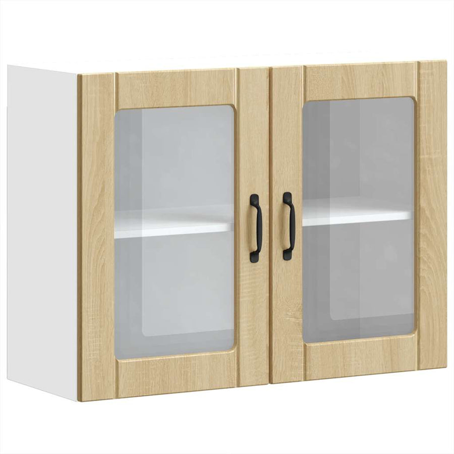 Keukenwandkast met glazen deur bewerkt hout sonoma eikenkleur