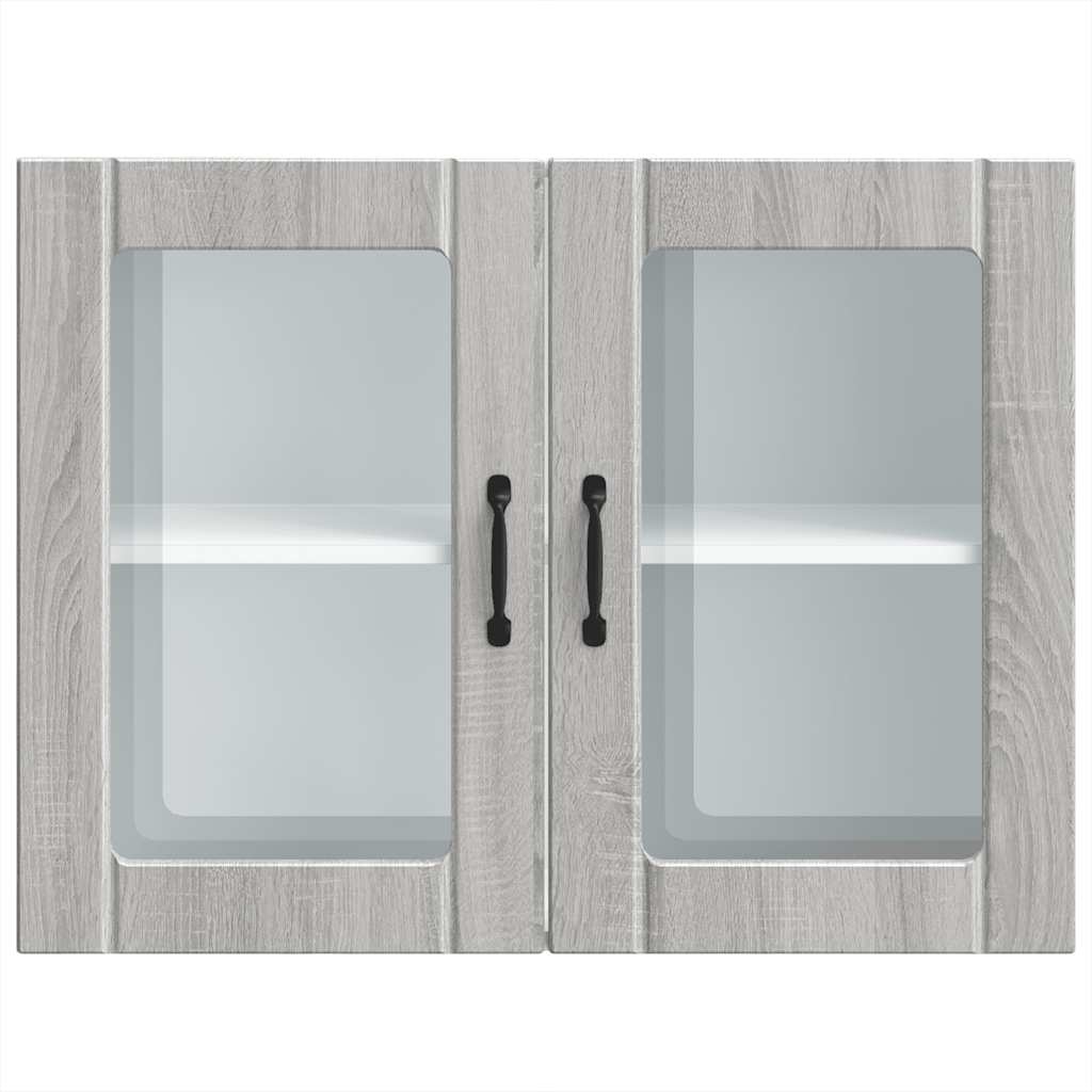 Keukenwandkast met glazen deur bewerkt hout grijs sonoma eiken