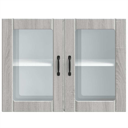 Keukenwandkast met glazen deur bewerkt hout grijs sonoma eiken