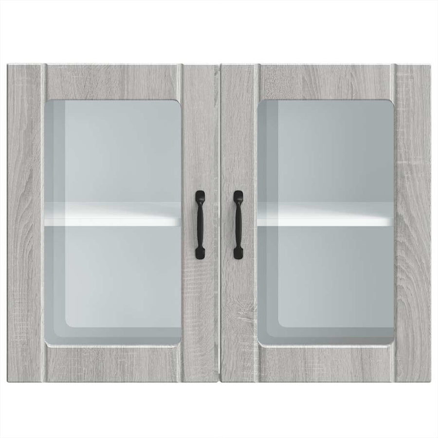 Keukenwandkast met glazen deur bewerkt hout grijs sonoma eiken