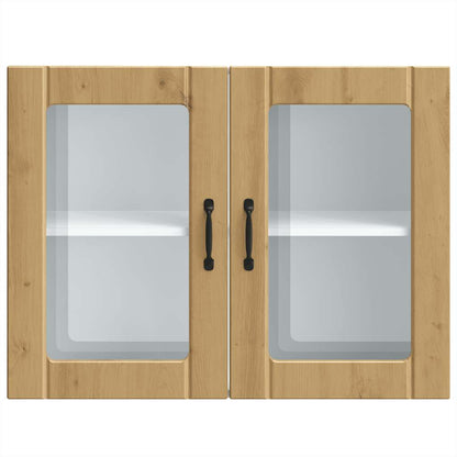 Keukenwandkast met glazen deur bewerkt hout artisanaal eiken