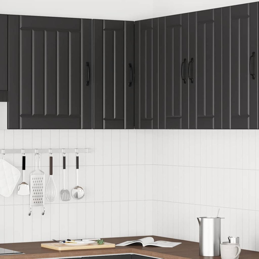 Keukenwandhoekkast Lucca bewerkt hout zwart