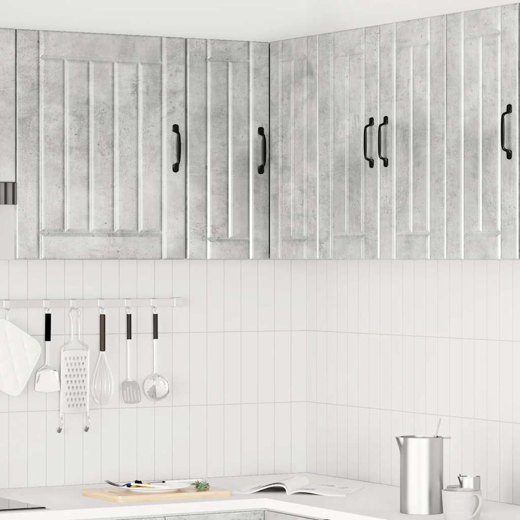 Keukenwandhoekkast Lucca bewerkt hout betongrijs