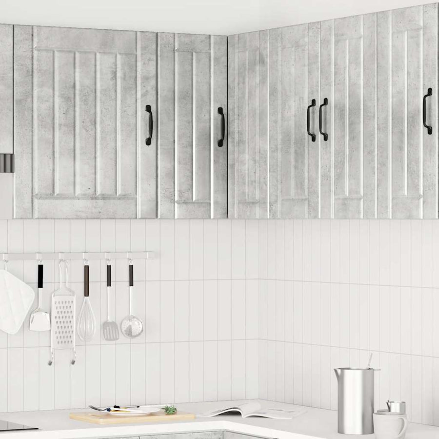 Keukenwandhoekkast Lucca bewerkt hout betongrijs