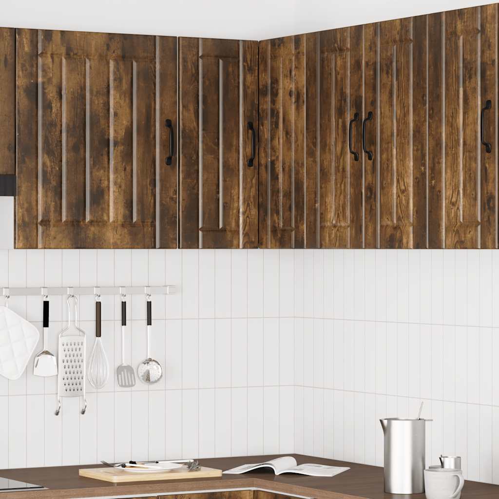 Keukenwandhoekkast Lucca bewerkt hout gerookt eikenkleurig