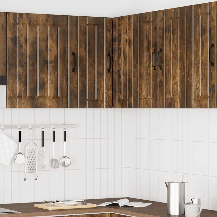 Keukenwandhoekkast Lucca bewerkt hout gerookt eikenkleurig