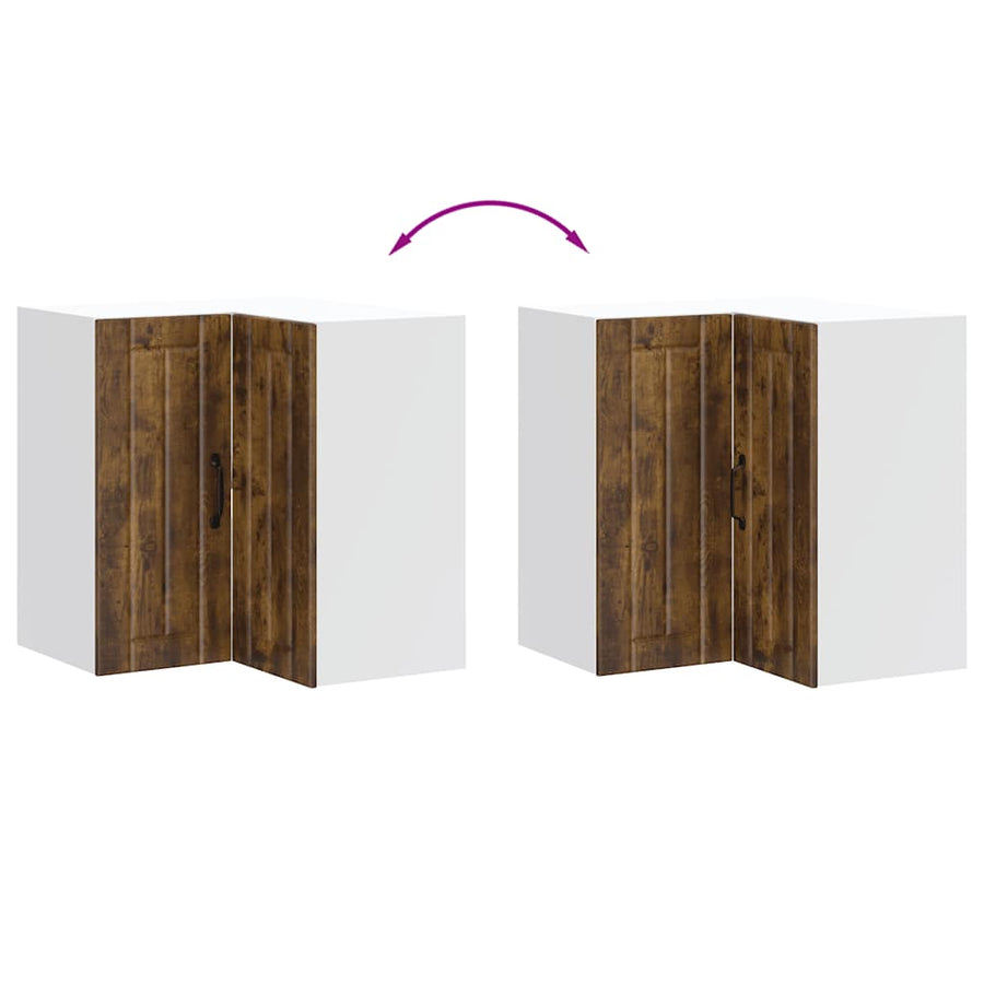 Keukenwandhoekkast Lucca bewerkt hout gerookt eikenkleurig