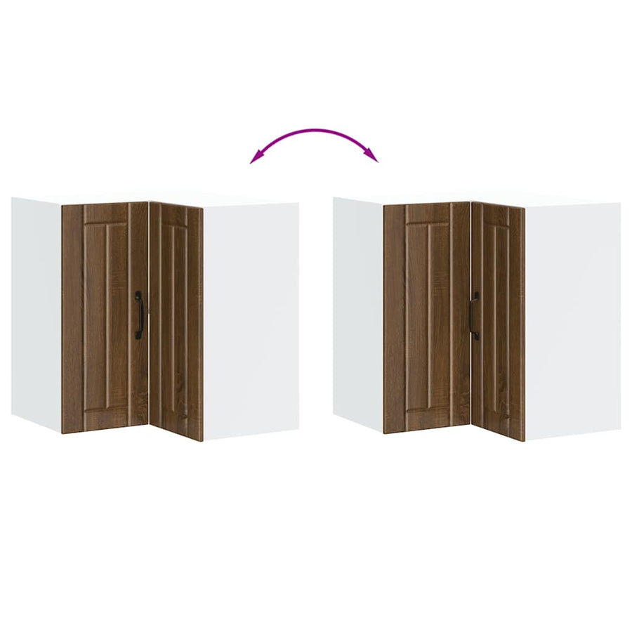Keukenwandhoekkast Lucca bewerkt hout bruin eikenkleur