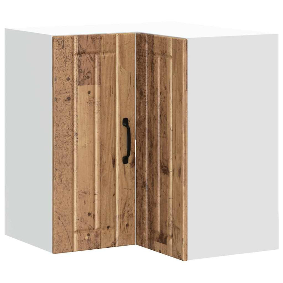 Keukenwandhoekkast Lucca bewerkt hout oud houtkleurig
