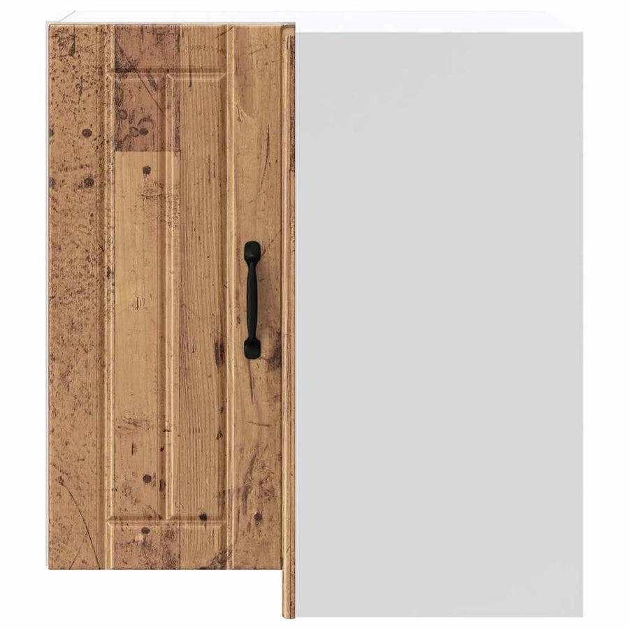 Keukenwandhoekkast Lucca bewerkt hout oud houtkleurig
