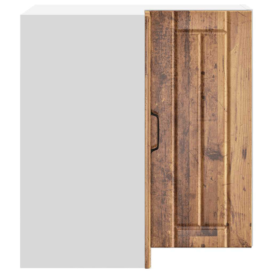 Keukenwandhoekkast Lucca bewerkt hout oud houtkleurig