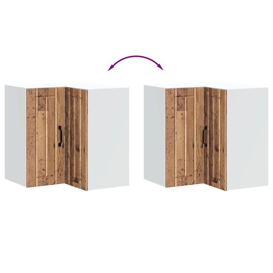 Keukenwandhoekkast Lucca bewerkt hout oud houtkleurig
