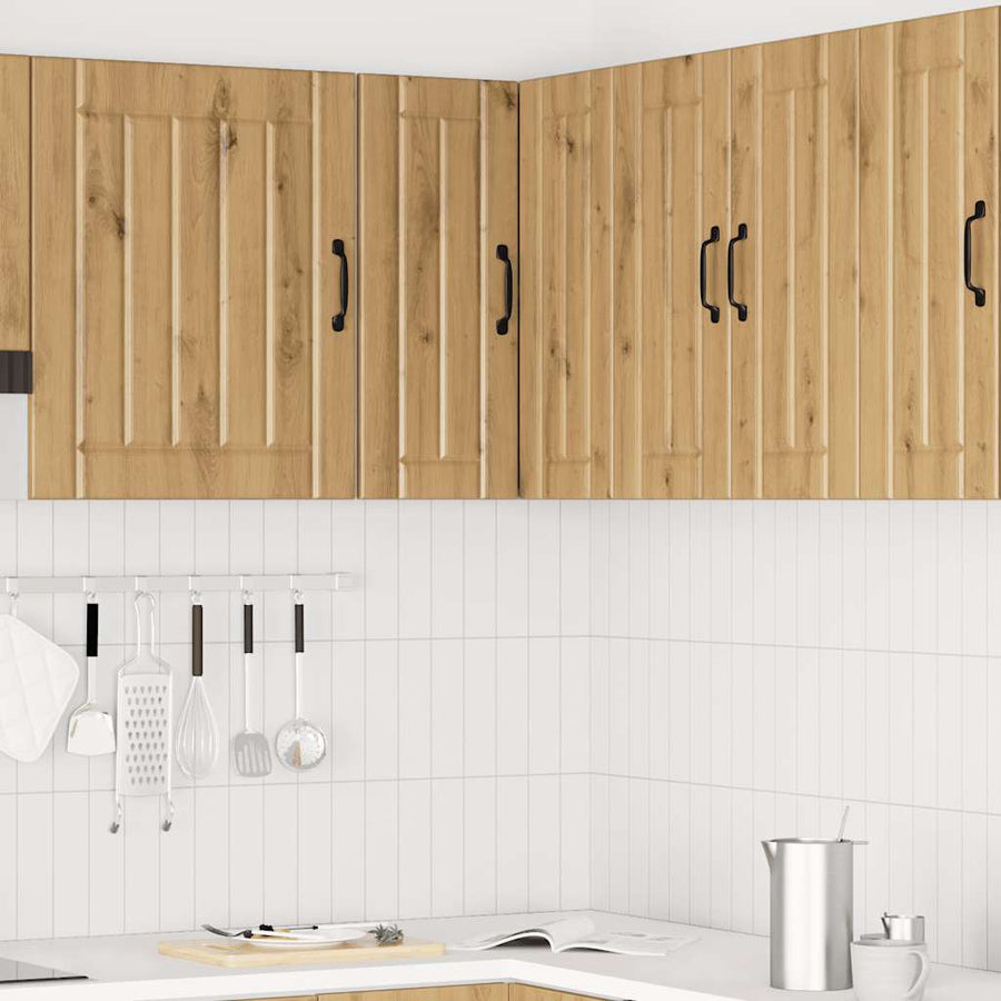 Keukenwandhoekkast Lucca bewerkt hout artisanaal eikenkleur