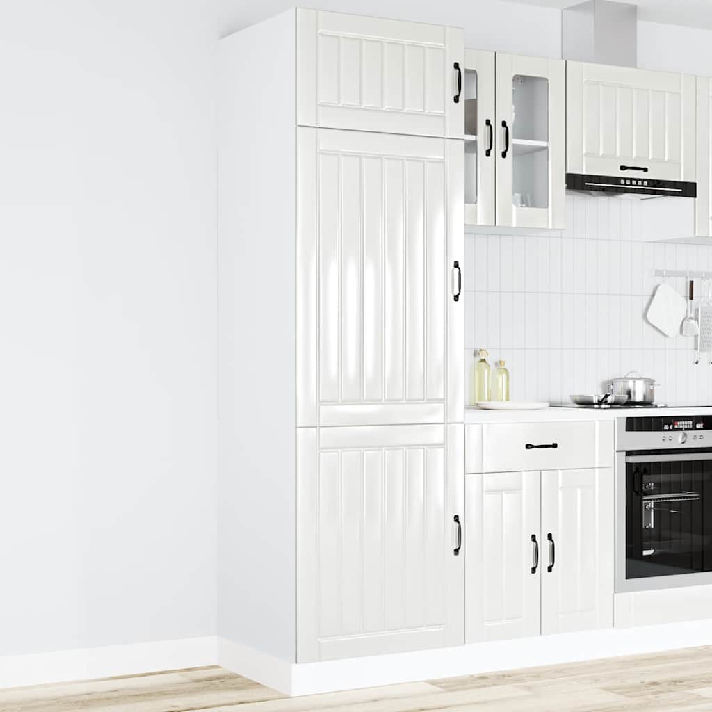 Keukenkast Lucca bewerkt hout hoogglans wit
