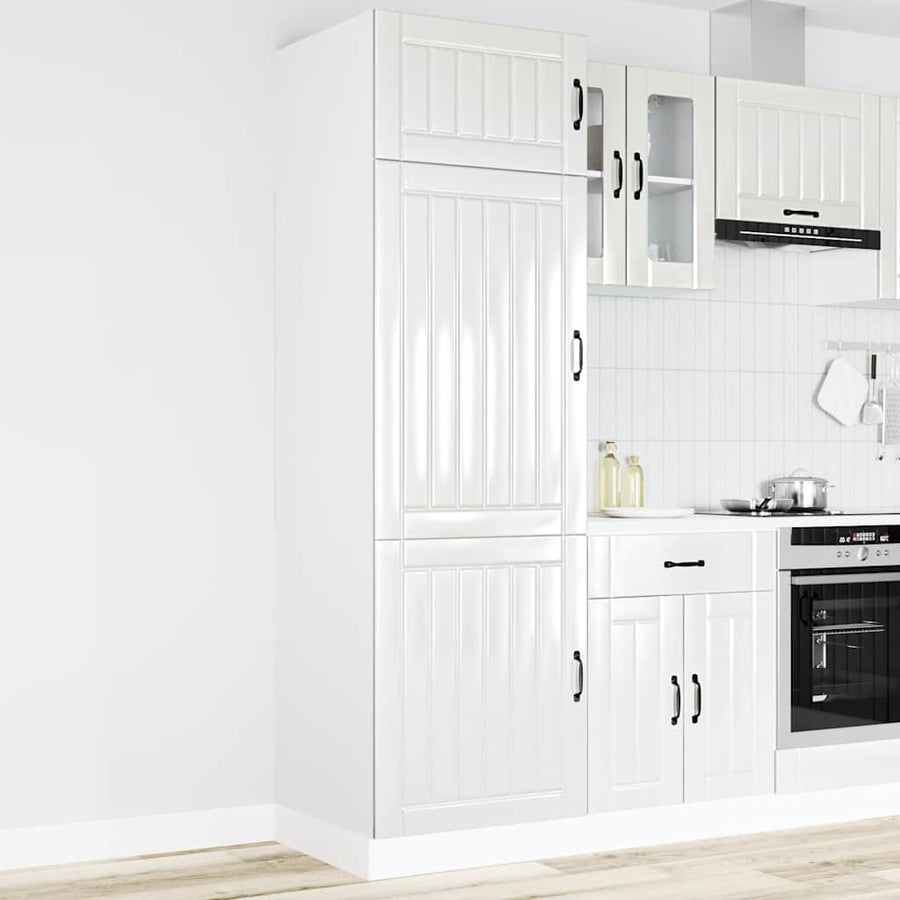 Keukenkast Lucca bewerkt hout hoogglans wit
