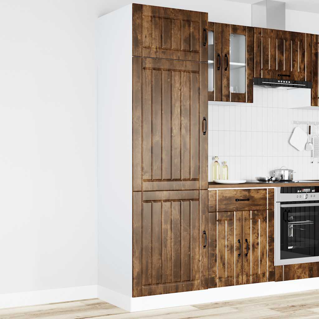 Keukenkast Lucca bewerkt hout gerookt eikenkleurig