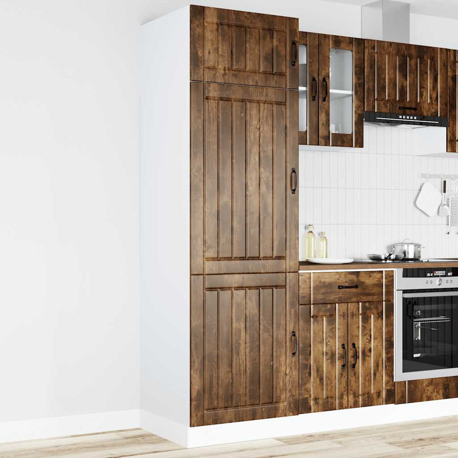 Keukenkast Lucca bewerkt hout gerookt eikenkleurig