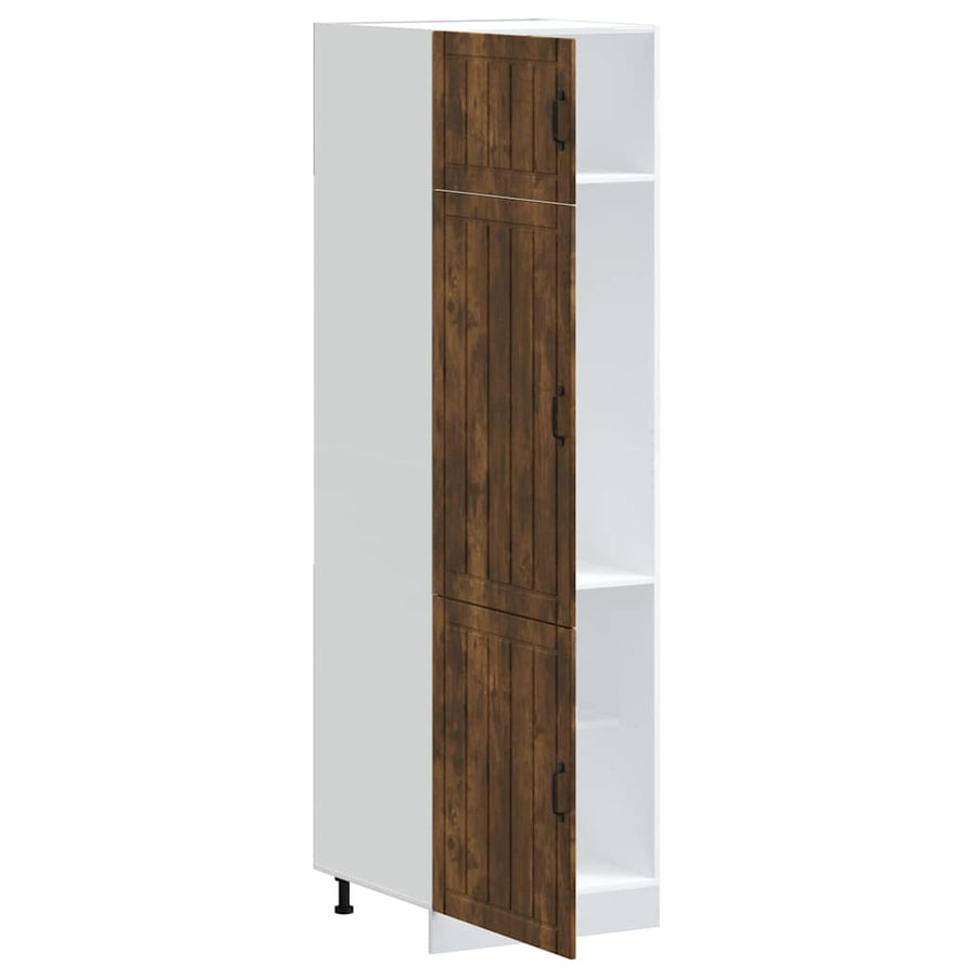 Keukenkast Lucca bewerkt hout gerookt eikenkleurig