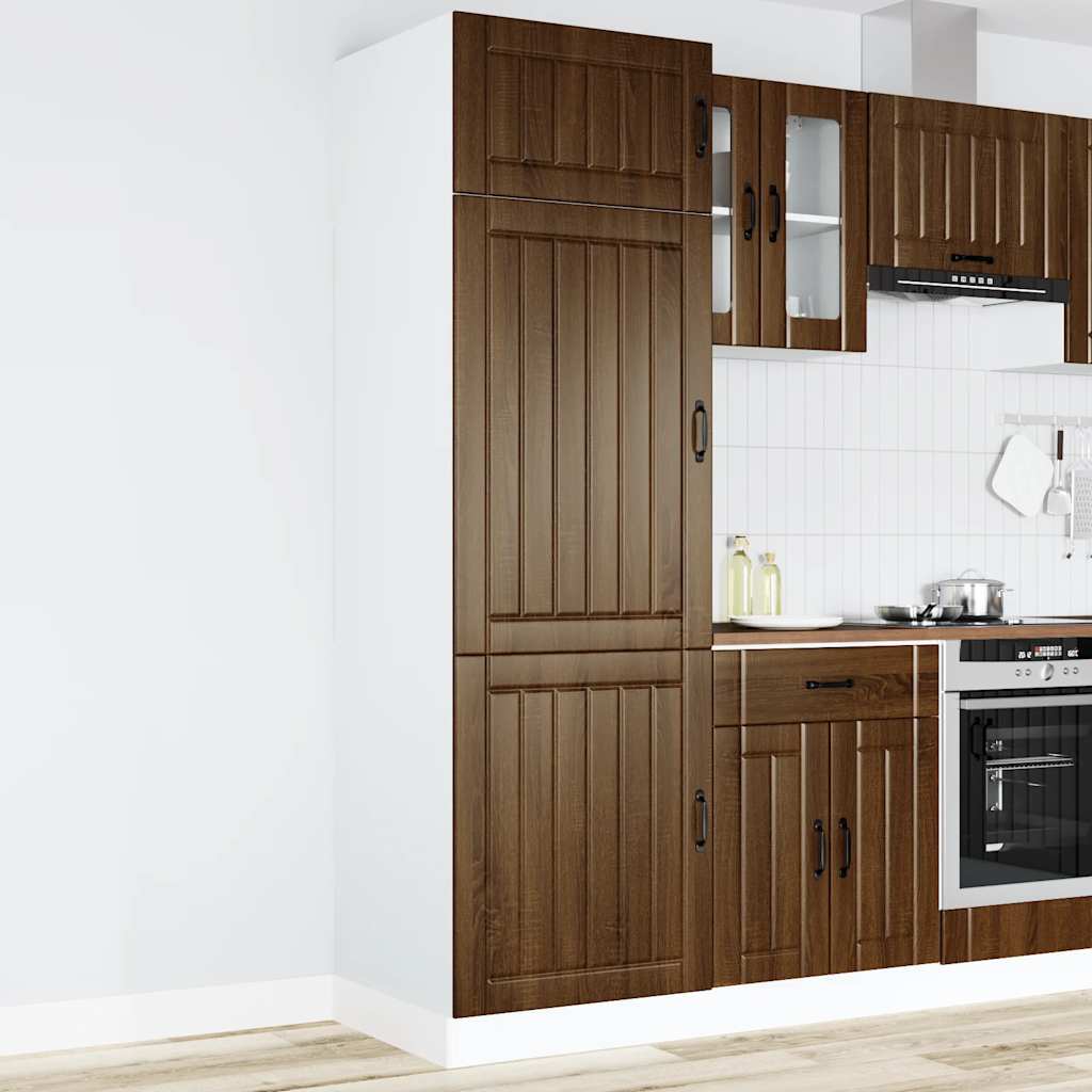 Keukenkast Lucca bewerkt hout bruin eikenkleur