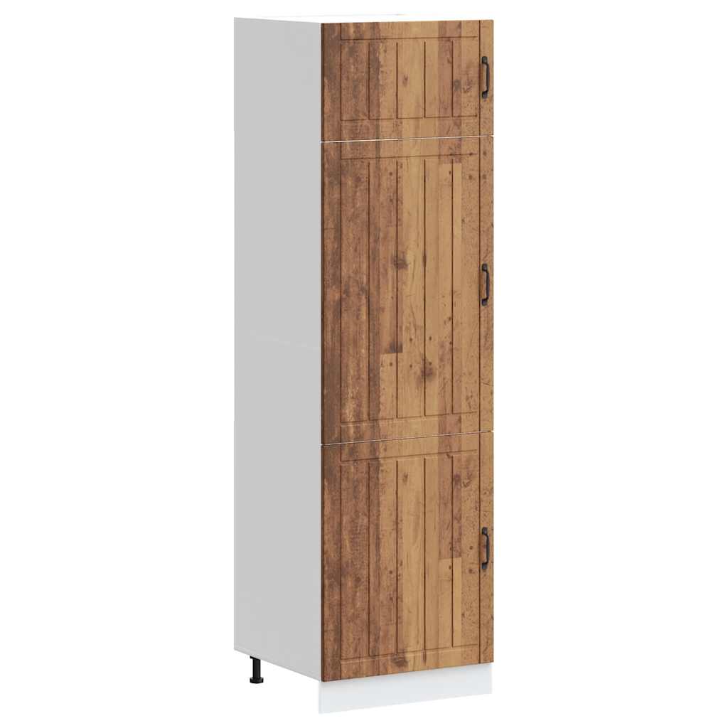 Keukenkast Lucca bewerkt hout oud houtkleurig
