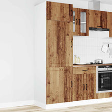Keukenkast Lucca bewerkt hout oud houtkleurig