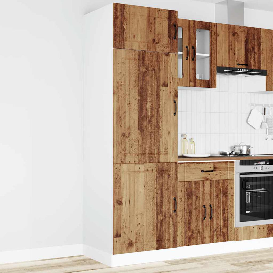Keukenkast Lucca bewerkt hout oud houtkleurig