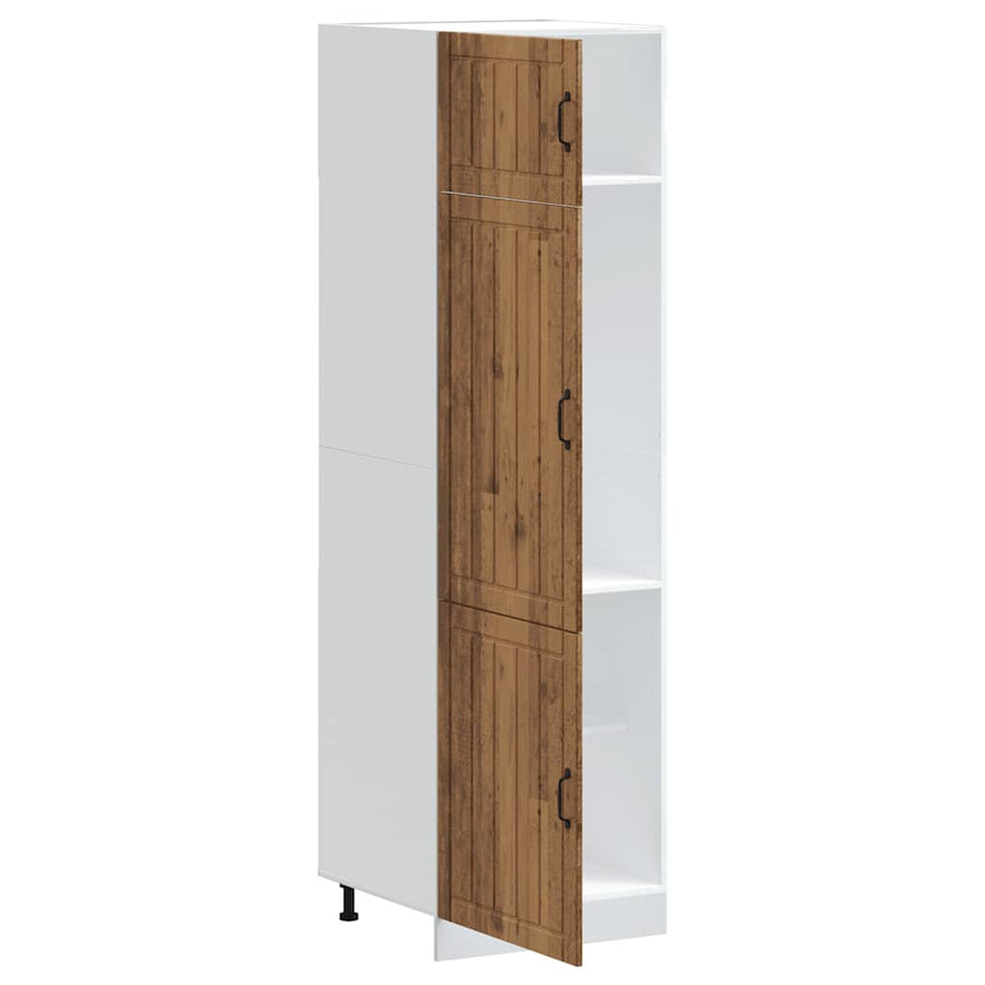 Keukenkast Lucca bewerkt hout oud houtkleurig