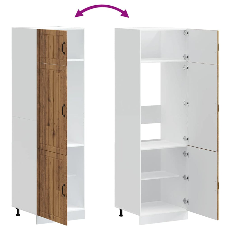 Keukenkast Lucca bewerkt hout oud houtkleurig