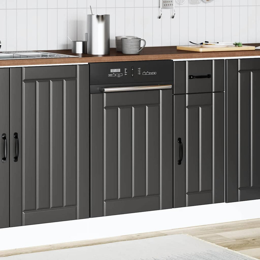 Vaatwaspaneel Lucca bewerkt hout zwart
