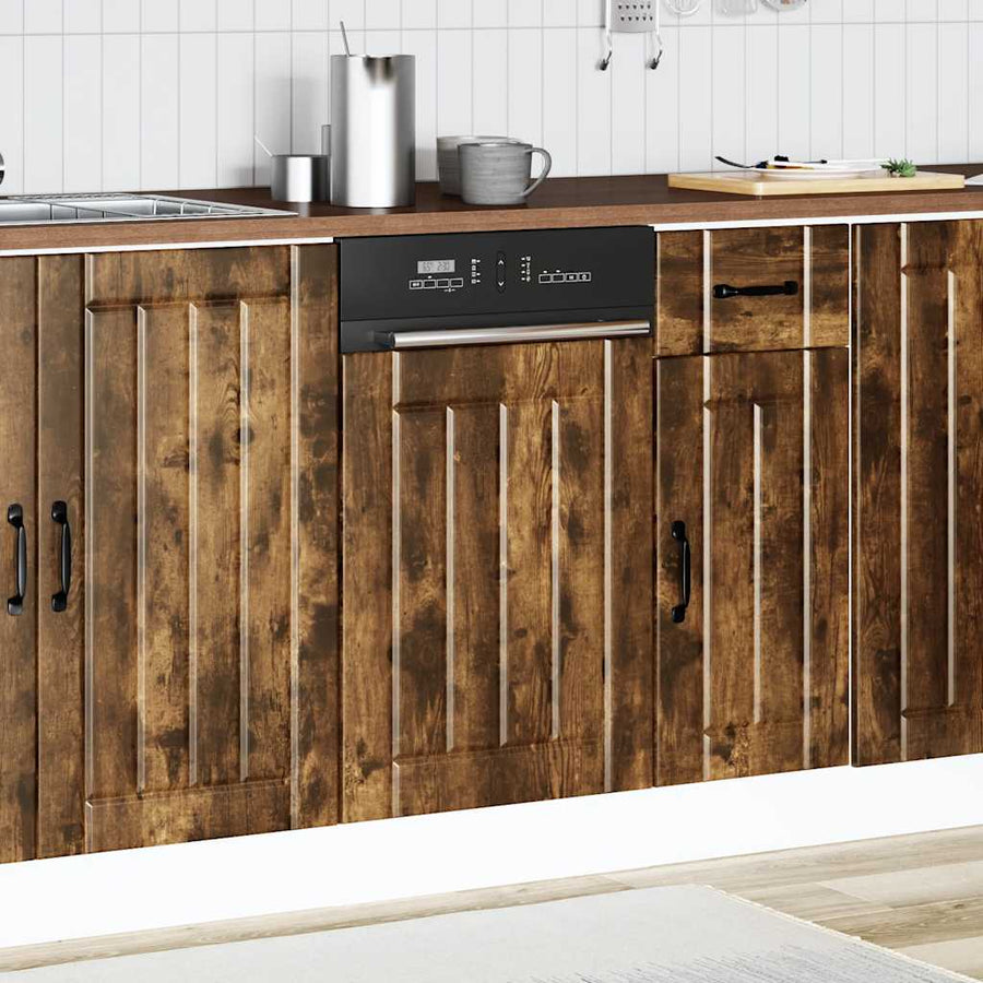 Vaatwaspaneel Lucca bewerkt hout gerookt eikenkleurig
