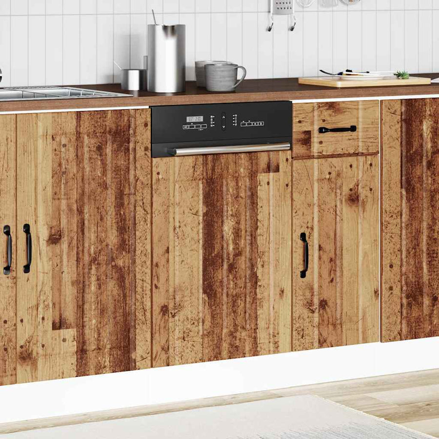 Vaatwaspaneel Lucca bewerkt hout oud houtkleurig