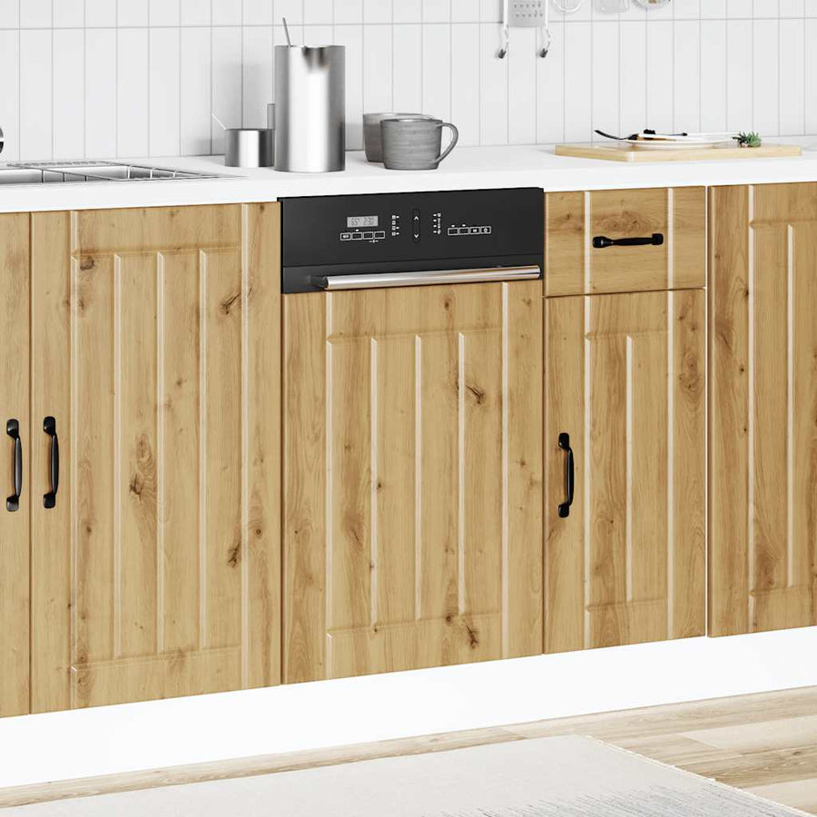 Vaatwaspaneel Lucca bewerkt hout artisanaal eikenkleur