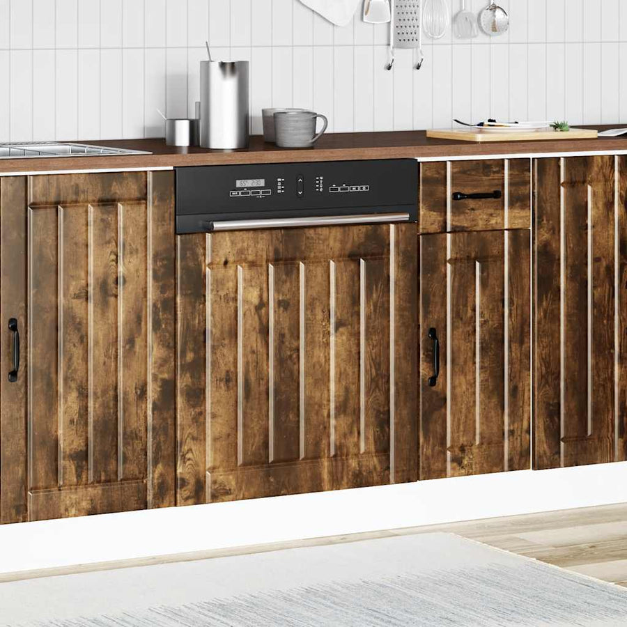 Vaatwaspaneel Lucca bewerkt hout gerookt eikenkleurig
