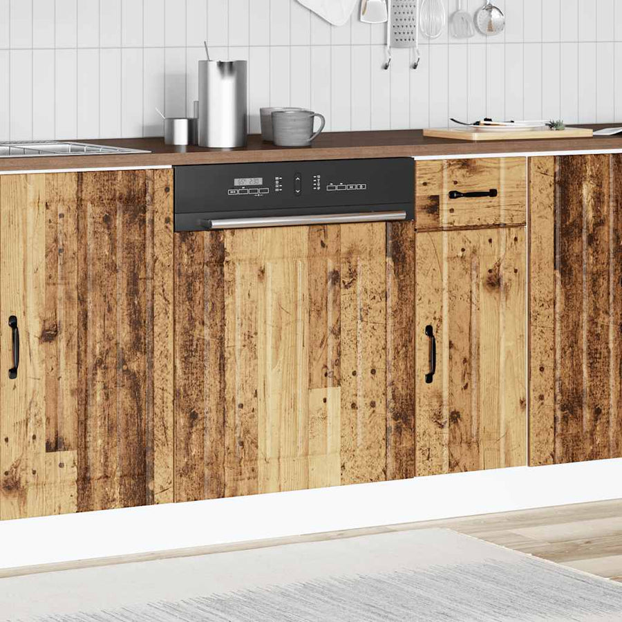 Vaatwaspaneel Lucca bewerkt hout oud houtkleurig