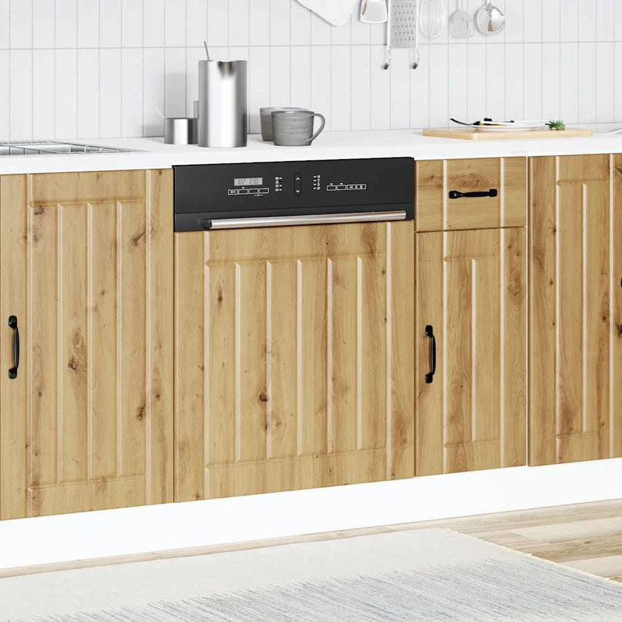 Vaatwaspaneel Lucca bewerkt hout artisanaal eikenkleur