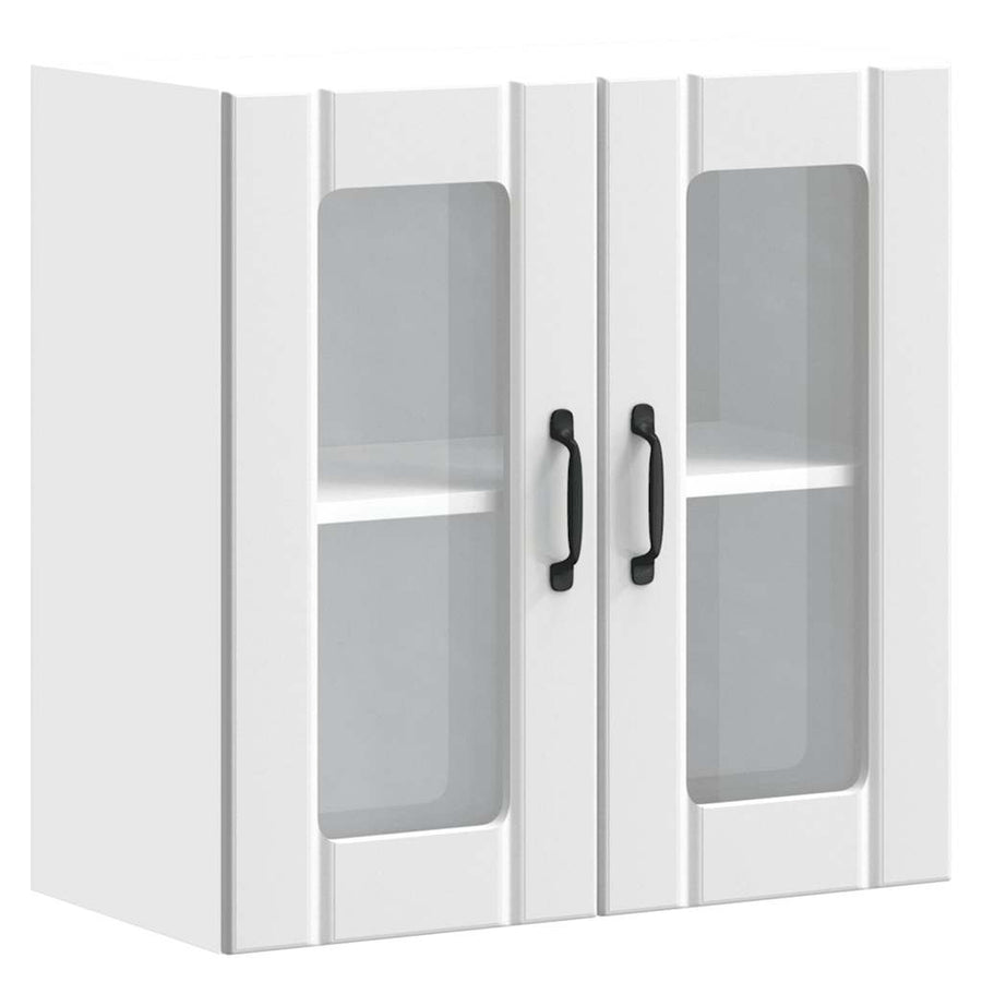 Keukenwandkast met glazen deur Lucca bewerkt hout wit