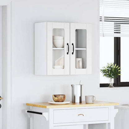 Keukenwandkast met glazen deur Lucca bewerkt hout wit